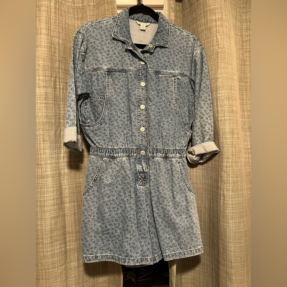 American Eagle Outfitters Blue Floral Denim romper